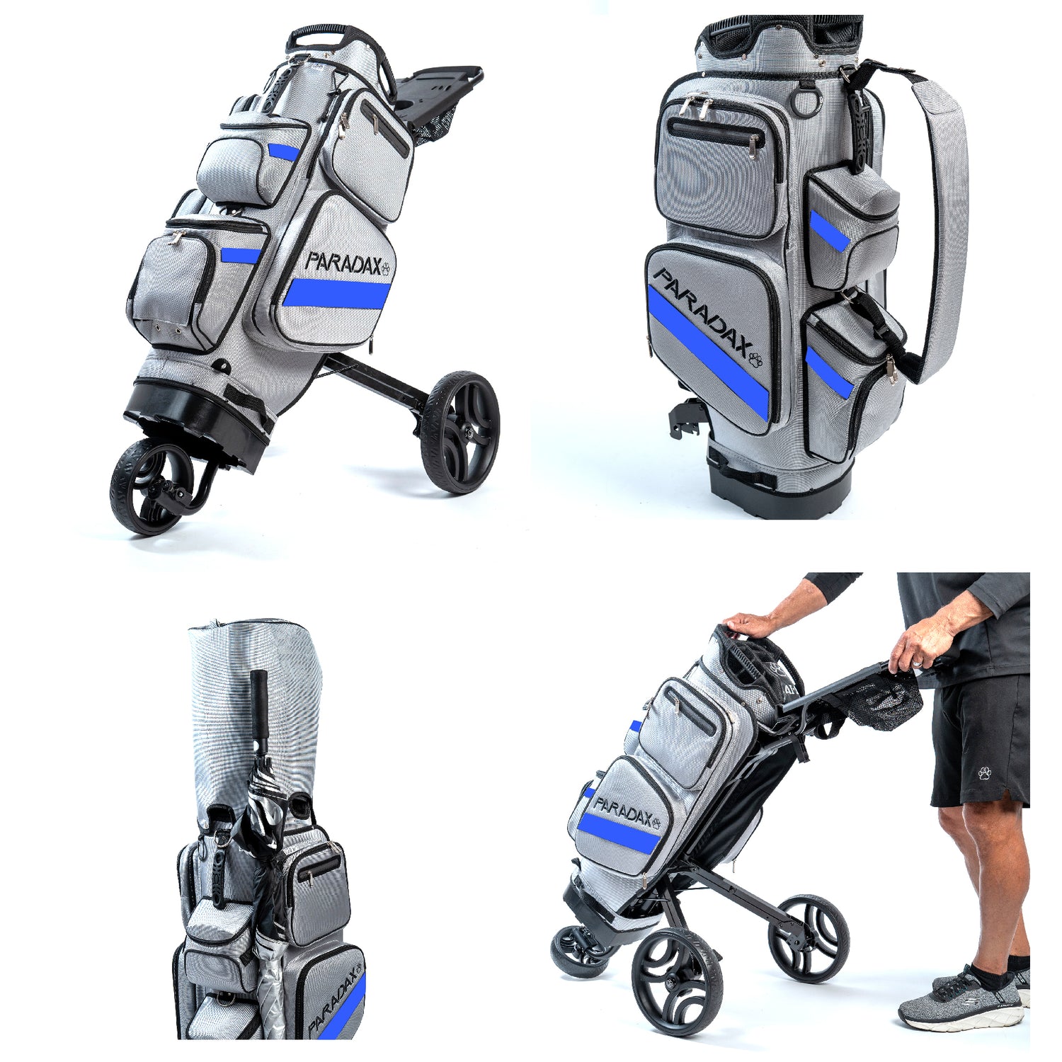 PARADAX BUNDLE - AI-1 Golf Bag, Hood Cover, and Bag Strap Included | Gray Blue