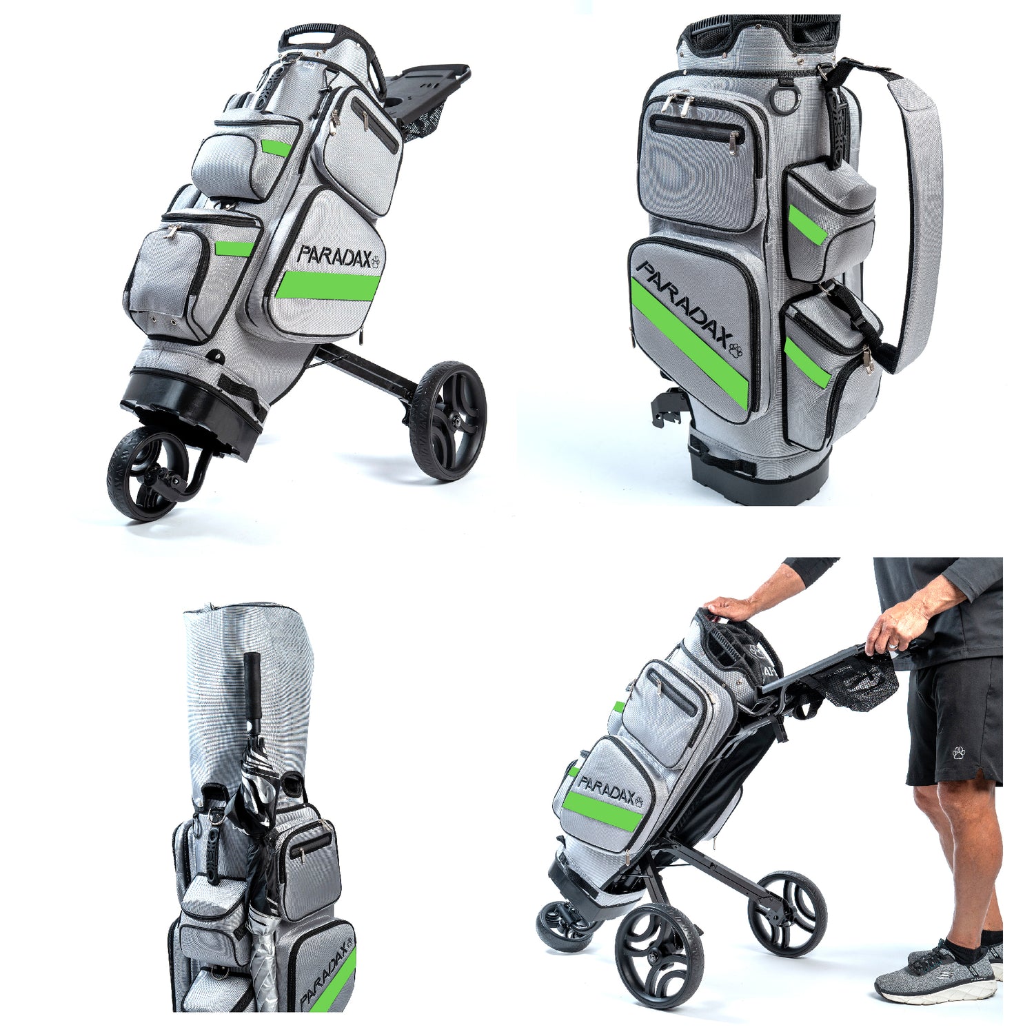 PARADAX BUNDLE - AI-1 Golf Bag, Hood Cover, and Bag Strap Included | Gray Green