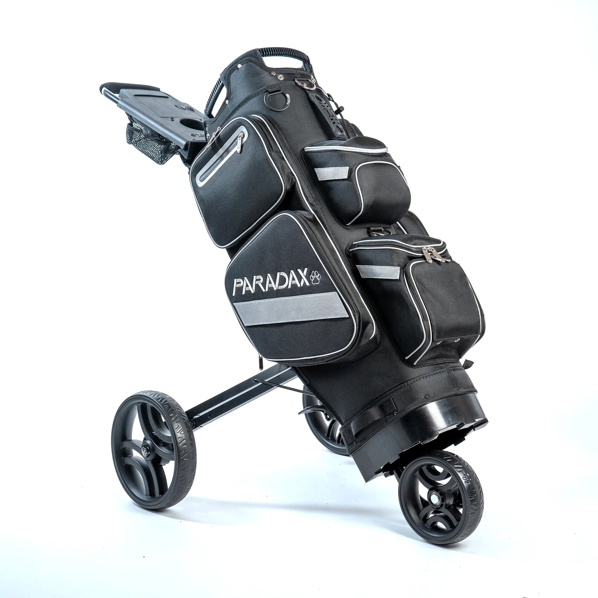 Paradax AI-1 All-In-One Golf Bag with Built-in 3-Wheel Push Cart Paradax AI-1 All-In-One Golf Bag with Built-in 3-Wheel Push Cart