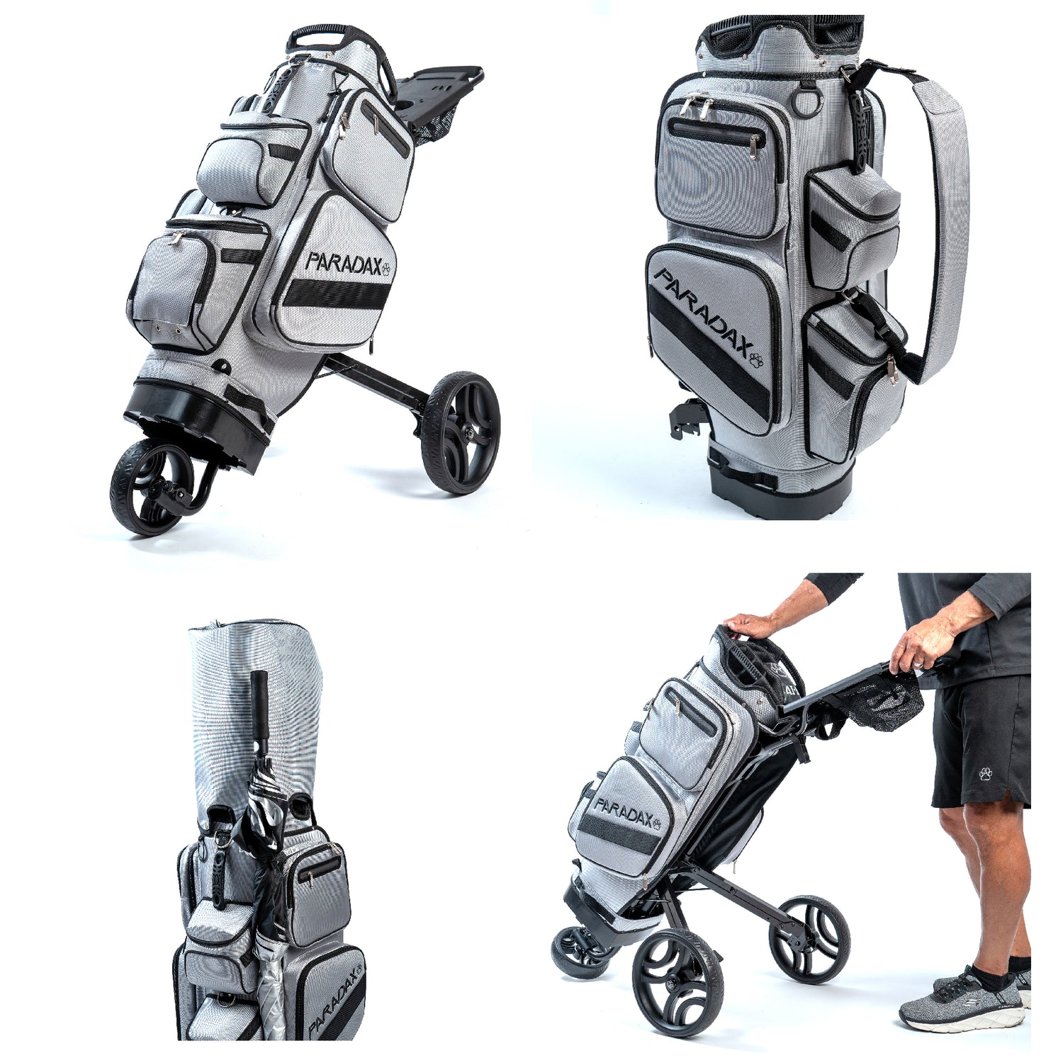 PARADAX BUNDLE - AI-1 Golf Bag, Hood Cover, and Bag Strap Included | Gray Black