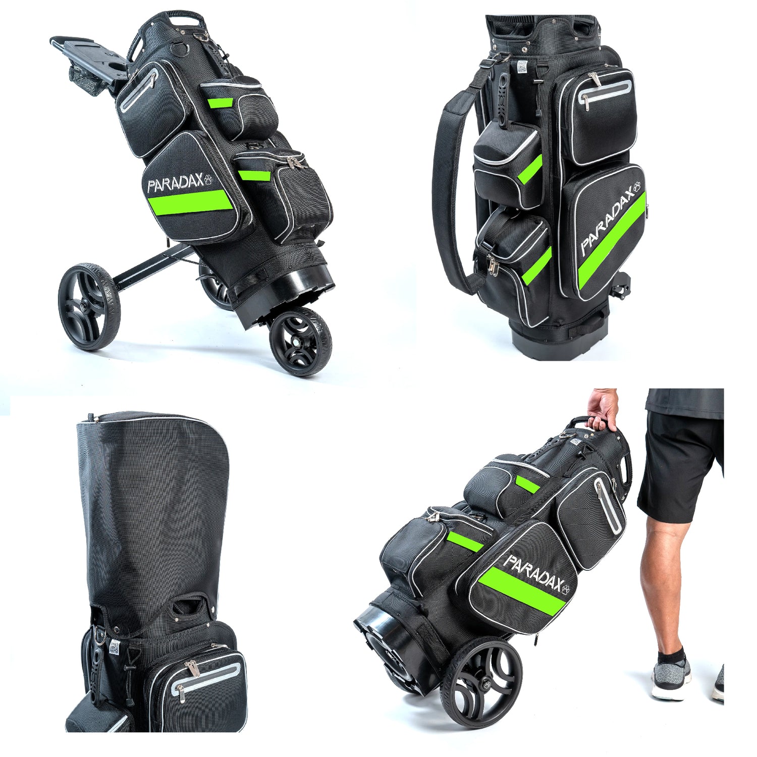 PARADAX BUNDLE - AI-1 Golf Bag, Hood Cover, and Bag Strap Included | Black