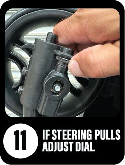 IF STEERING PULLS, ADJUST DIAL